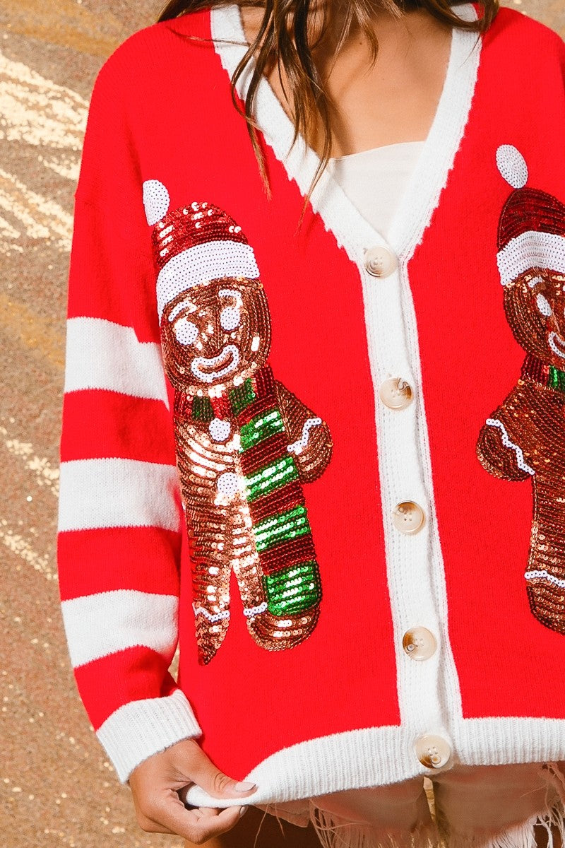 Gingerbread Sequins Cardigan