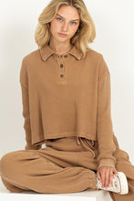 Brown Elegant Love Button Front Top