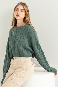 Green Cable Knit Sweater