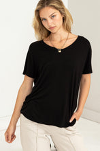 Black Comfy V Neck Top