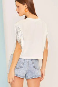 Cowgirl Patch Fringe Top