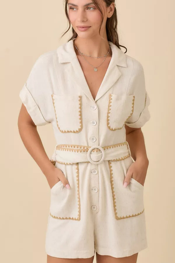 Neutral Button Down Romper