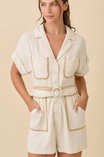 Neutral Button Down Romper