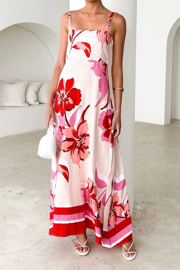 Resort Red Floral Maxi Dress
