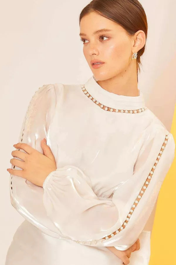 Pearl Moch Neck Top