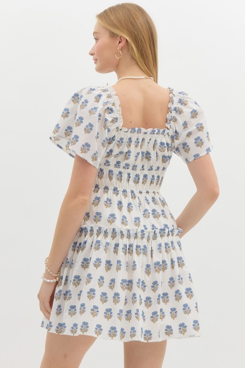 Floral Block Printed Mini Dress