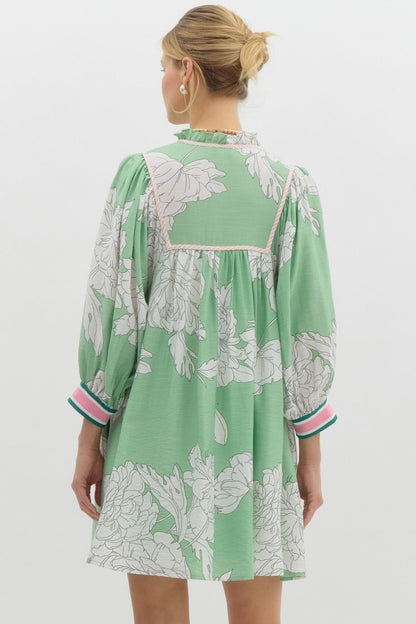 Green Floral Mini Dress