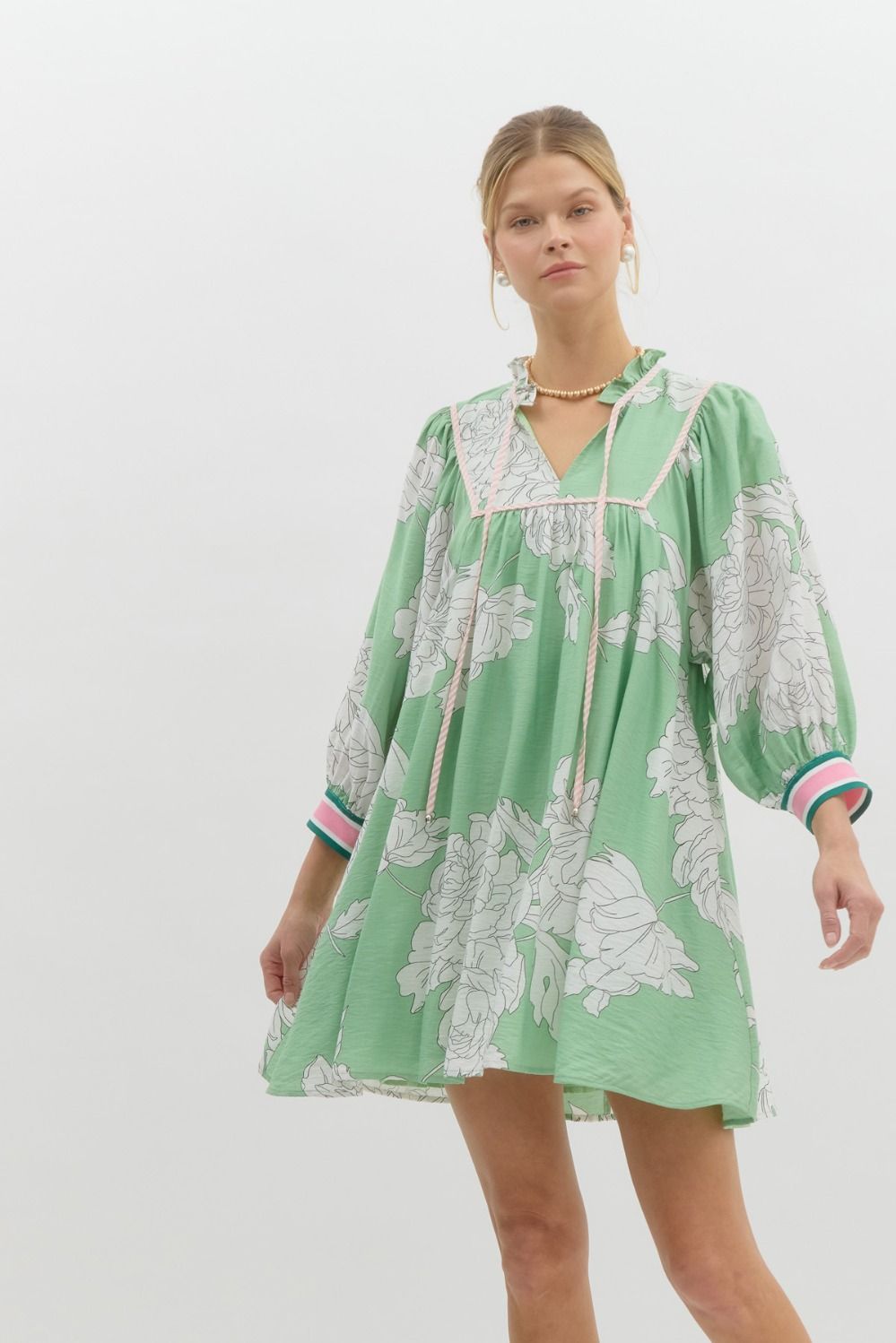 Green Floral Mini Dress