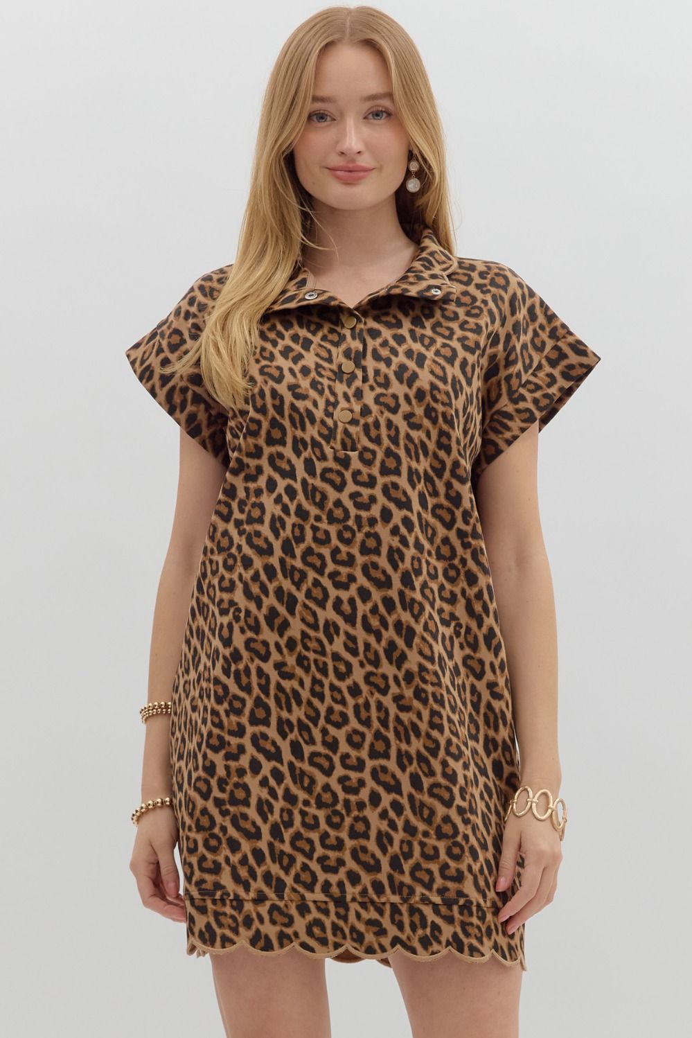 Leopard Luxe Scalloped Hem Dress