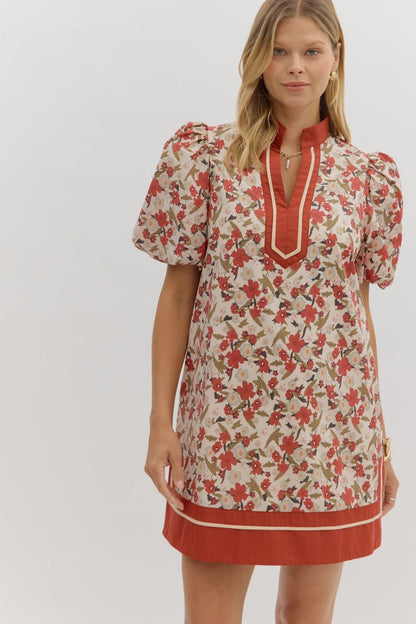 Autumn Bloom Puff Sleeve Dress