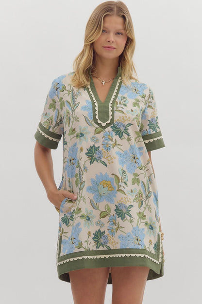 Floral Charm Blue/Green Dress