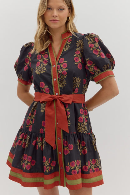Petal Pop Black Floral Dress