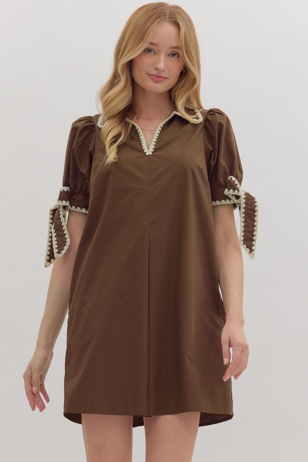 Latte Love Brown Puff Sleeve Dress
