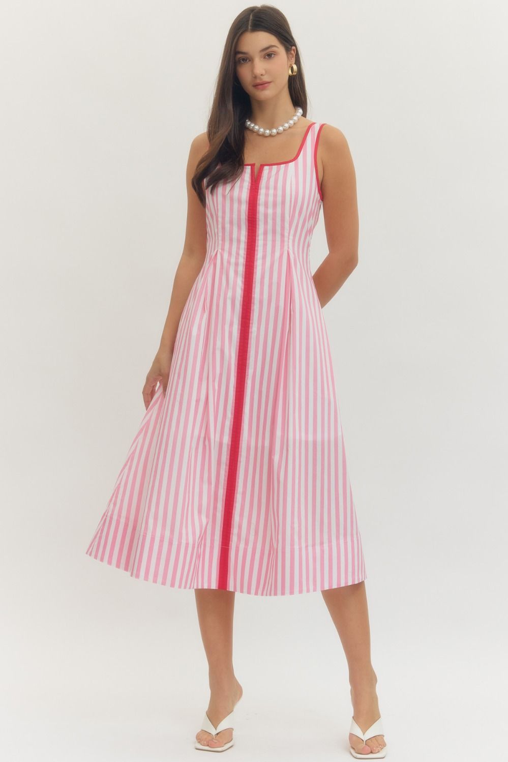 Sweet Spring Striped Midi Dress