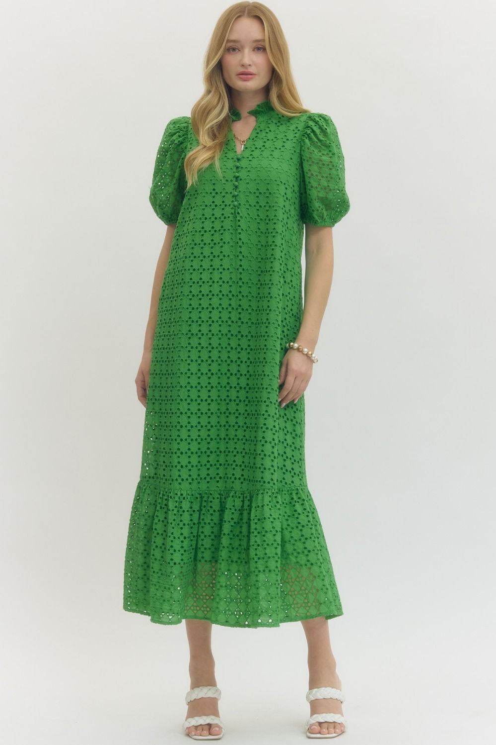 Spring Meadow Eyelet Midi Dress