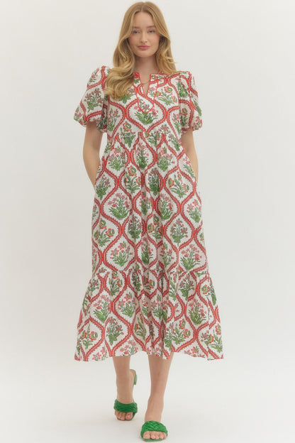 Bloom Boldly Botanical Printed Midi Dress