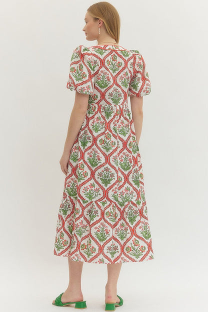 Bloom Boldly Botanical Printed Midi Dress