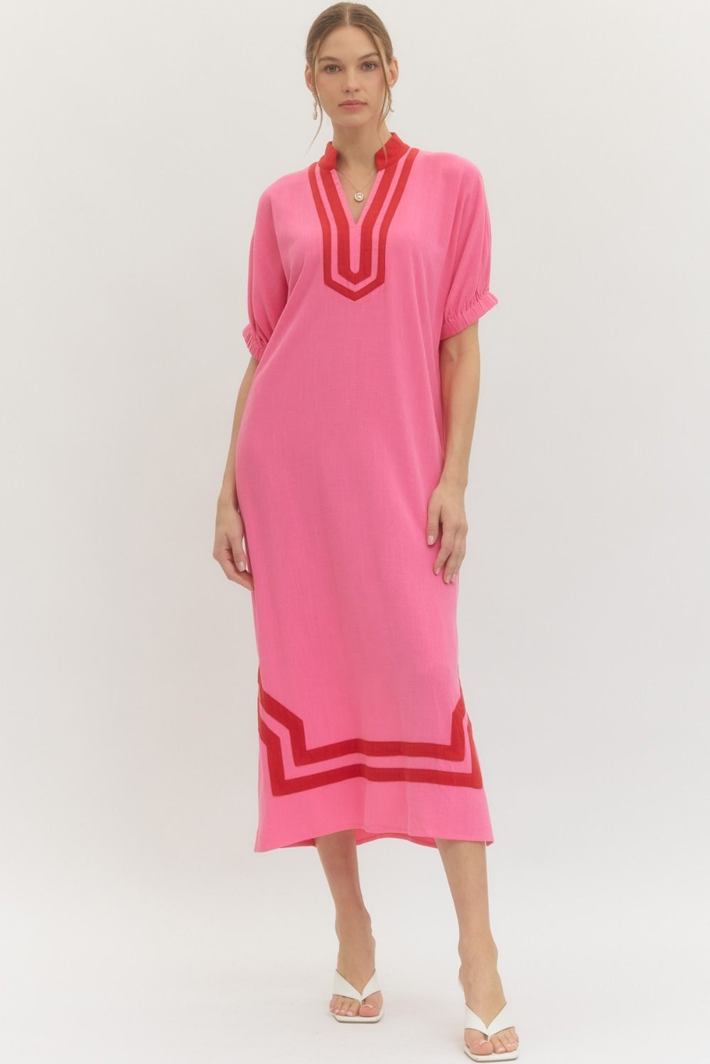 Pink Horizon V Neck Dress