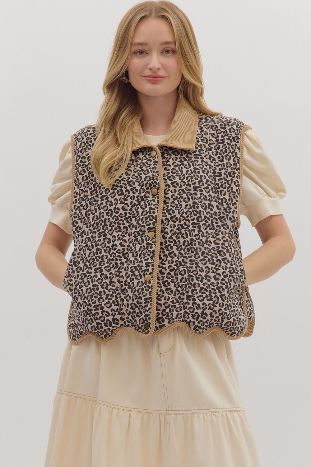 Fierce & Feminine Leopard Scalloped Vest