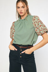Green Puff Sleeve Top