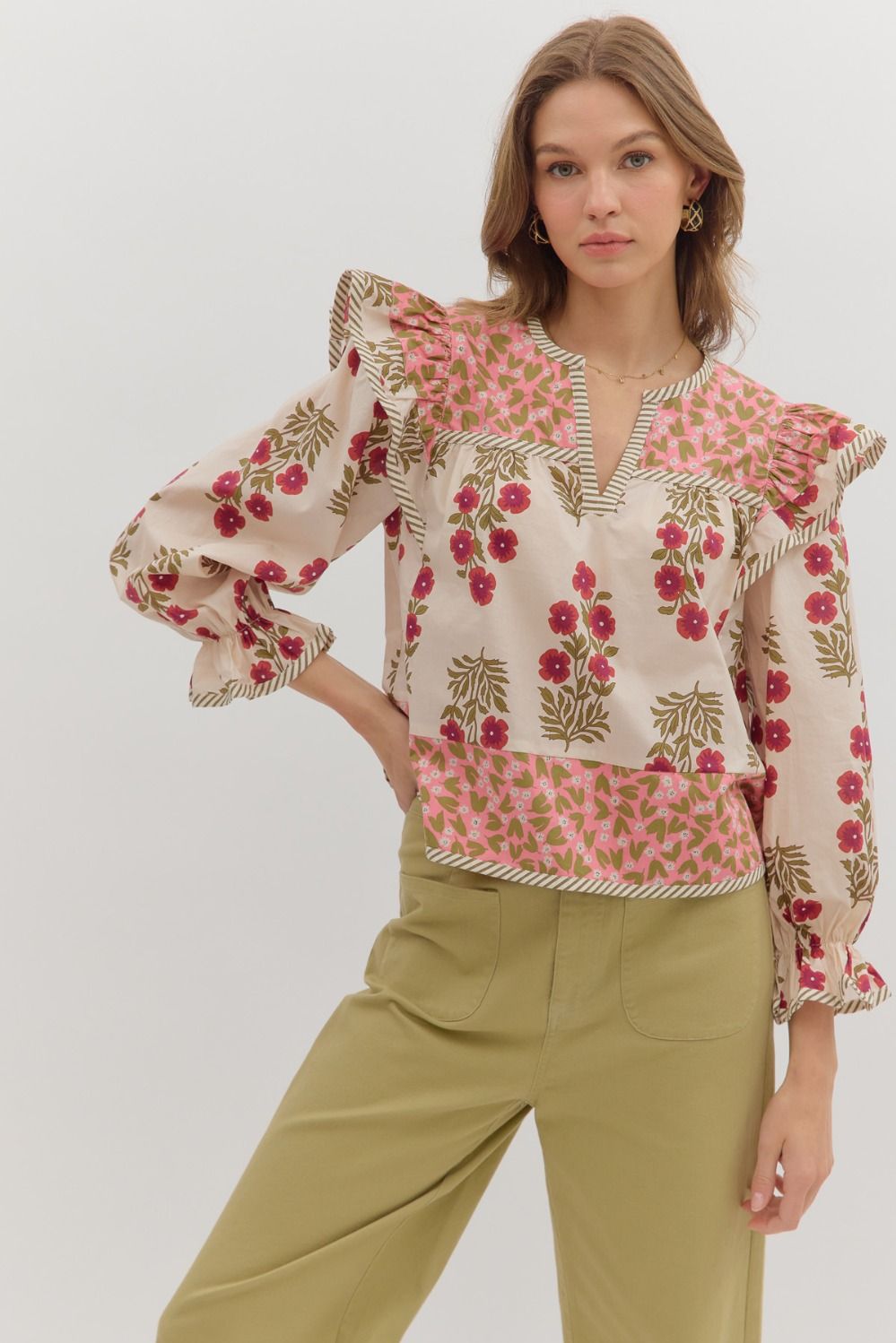 Petal Charm Ruffle Sleeve Top