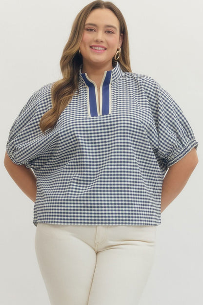Bayside Navy Check Top