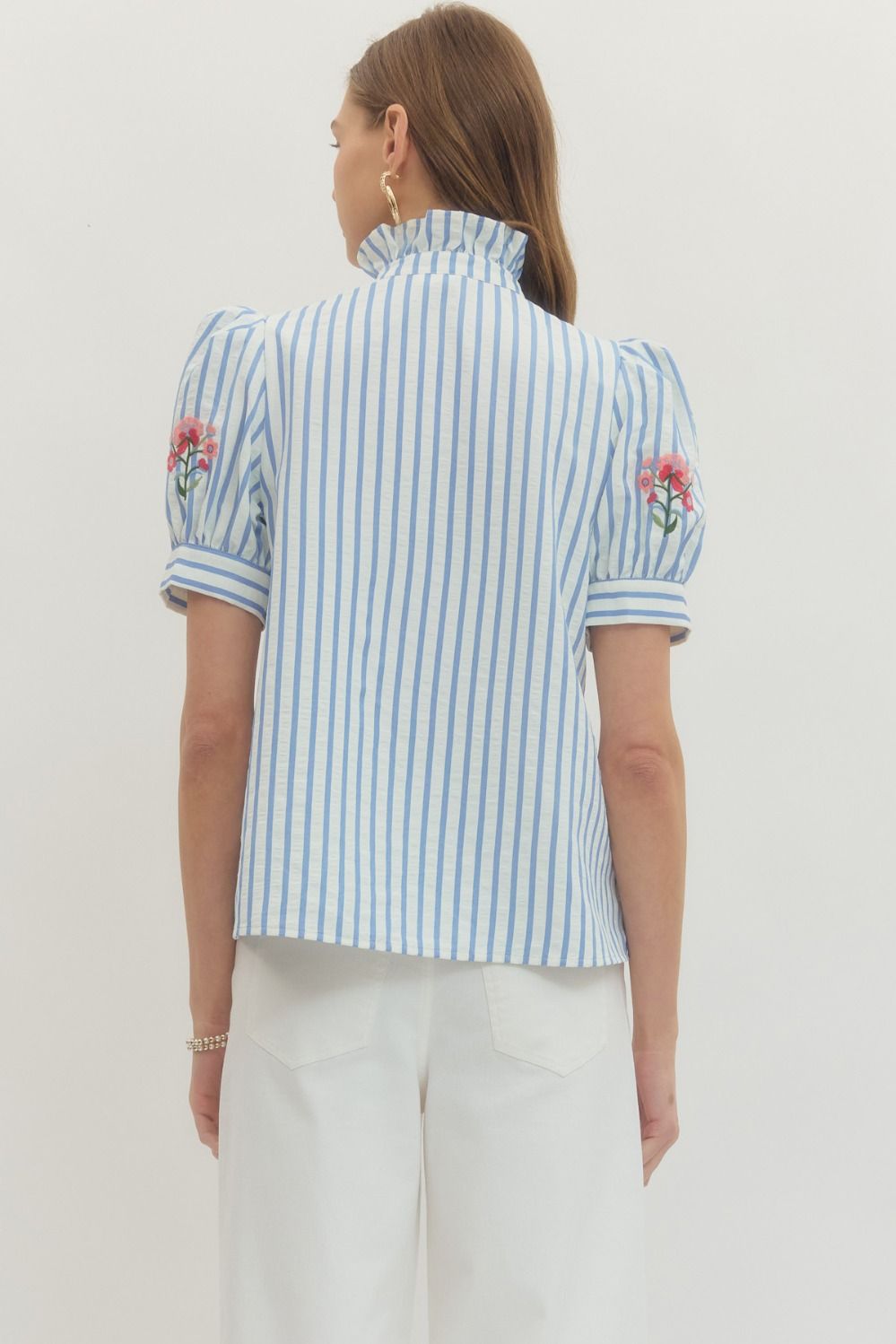 The Garden Stripe Puff Sleeve Top