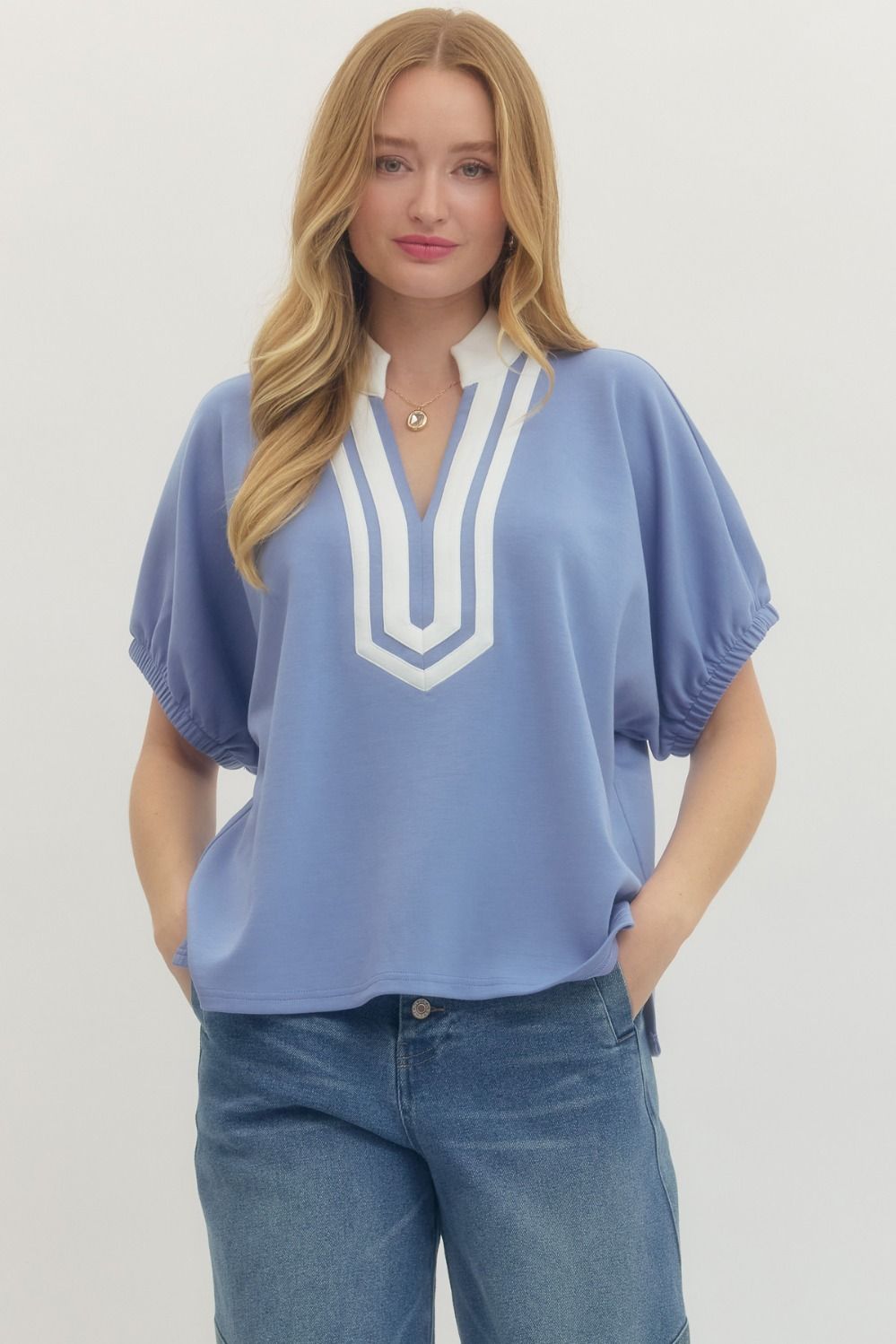 Coastal Line V Neck Top