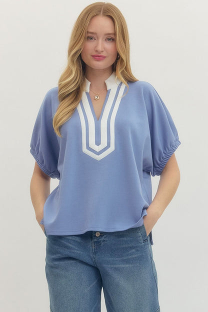 Coastal Line V Neck Top