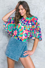 Mix Print Pleated Top