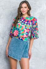 Mix Print Pleated Top