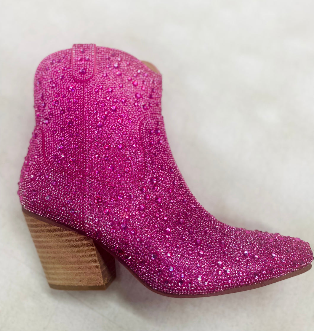 Hot Pink Rhinestone Booties