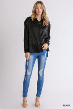 Black Silk Leopard Top