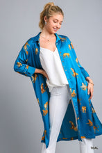 Teal Animal Print Midi Dress/Cardigan