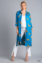 Teal Animal Print Midi Dress/Cardigan