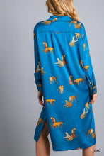 Teal Animal Print Midi Dress/Cardigan