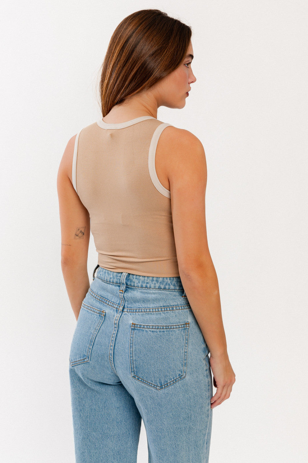 Becoming Me Taupe Colorblock Bodysuit