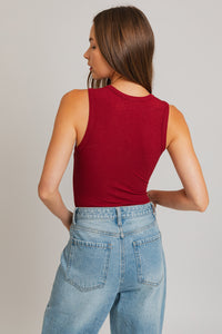 Burgundy Crew Neck Bodysuit