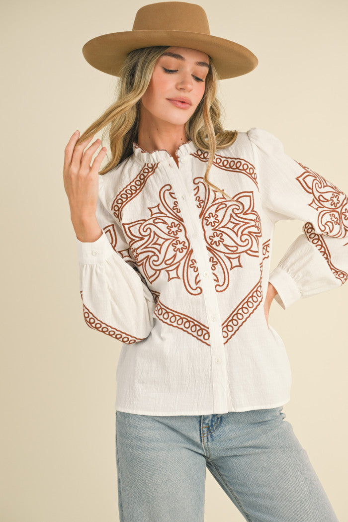 White Embroidered Top