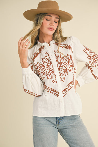 White Embroidered Top