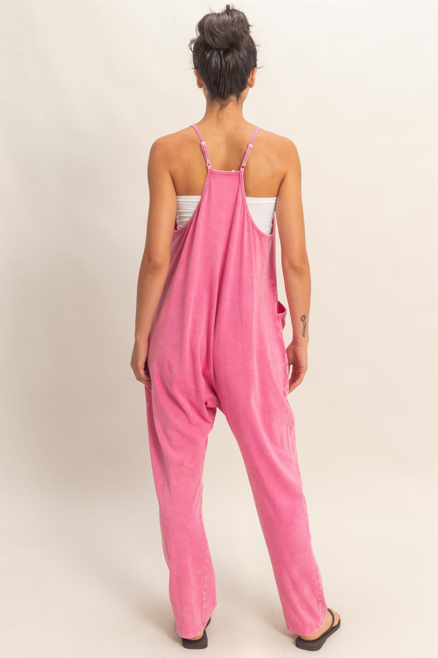 Cloud Nine Fuchsia Mineral Washed Jumpsuit