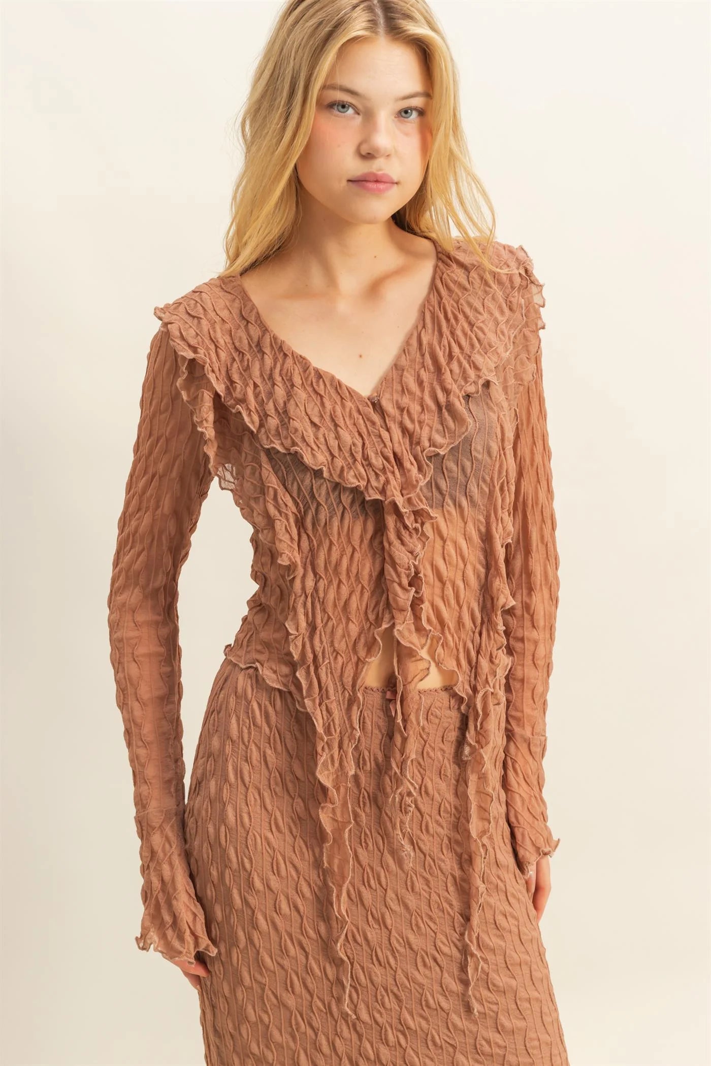 Taupe Luxe Textured Top