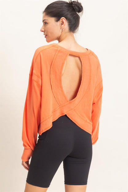 Orange You Cozy Open Back Top