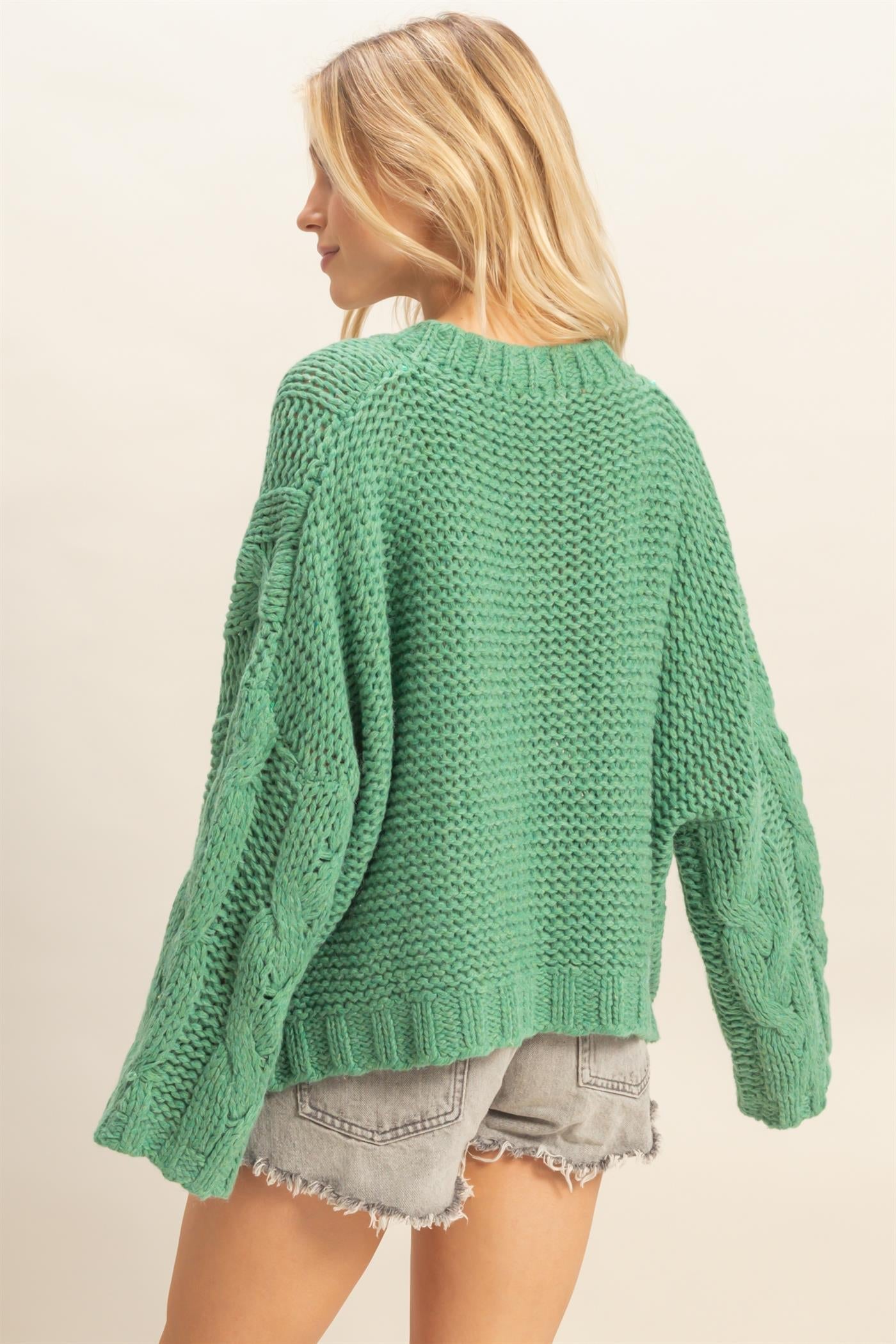 Green Cable Knit Sweater