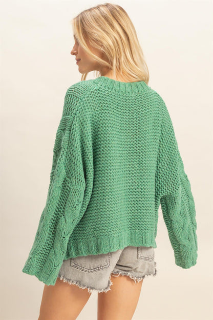Green Cable Knit Sweater
