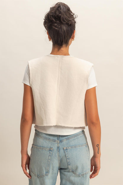 Cream Suede Cropped Vest