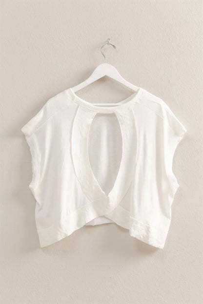 Throw On Open Back White Top