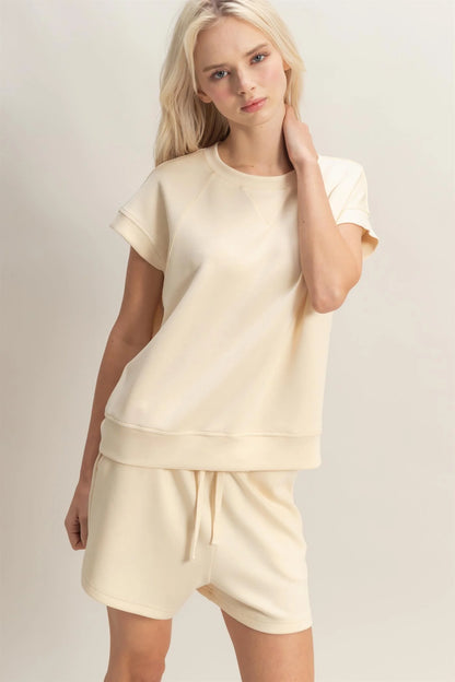 Simple Comfort Cream Shorts Set