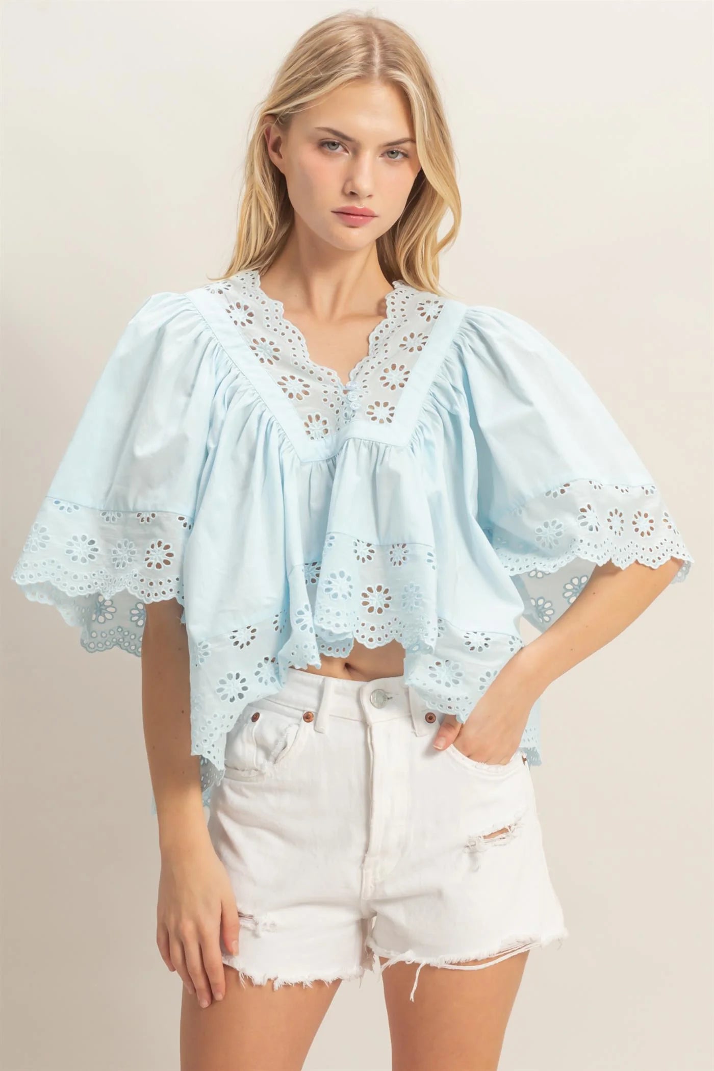 Sweet Sky Eyelet Blouse