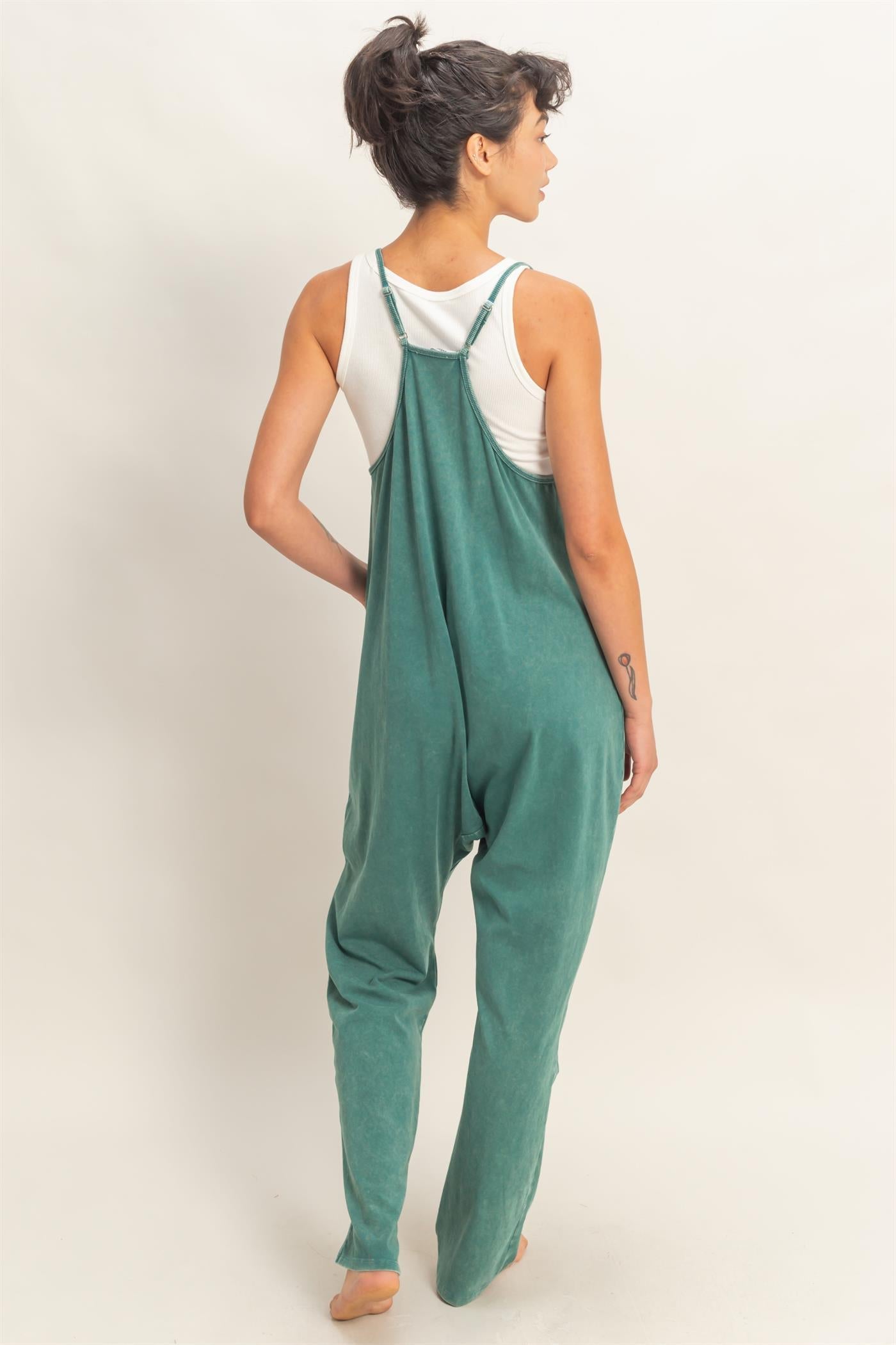Cloud Nine Teal Mineral Washed Jumpsuit